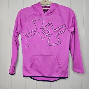 Under Armor Cold Gear Hoodie Youth Large Pink/Gray Kangaroo Pocket